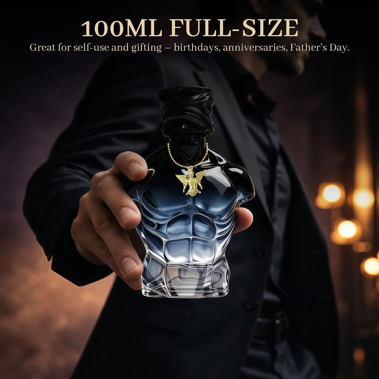 NEORBIS 100 ml eau de parfum bottle held in hand for scale